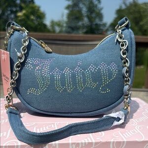 Juicy Couture Blue Shoulder Bag with Gold Chain